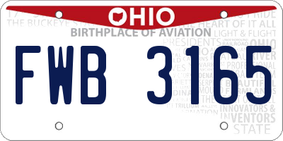 OH license plate FWB3165