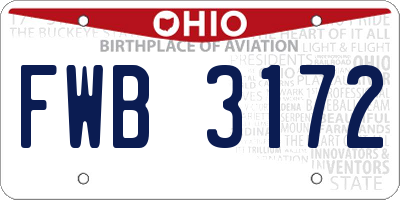 OH license plate FWB3172