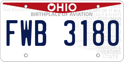 OH license plate FWB3180
