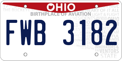 OH license plate FWB3182