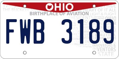 OH license plate FWB3189