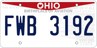 OH license plate FWB3192