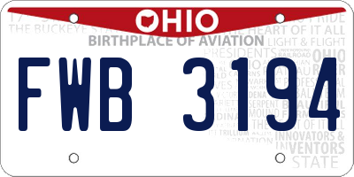OH license plate FWB3194