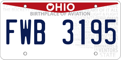 OH license plate FWB3195