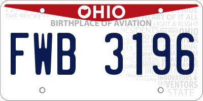 OH license plate FWB3196
