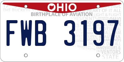 OH license plate FWB3197