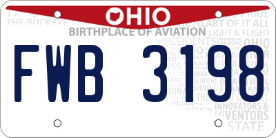 OH license plate FWB3198