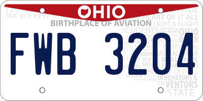 OH license plate FWB3204