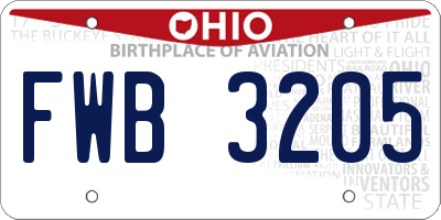 OH license plate FWB3205