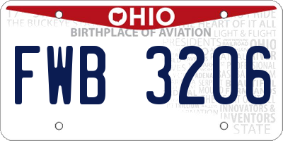 OH license plate FWB3206