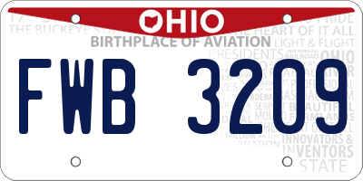 OH license plate FWB3209