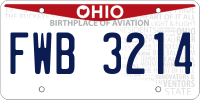 OH license plate FWB3214