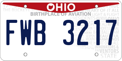 OH license plate FWB3217