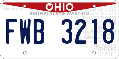 OH license plate FWB3218