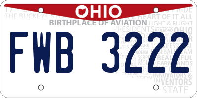 OH license plate FWB3222