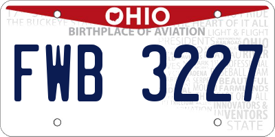 OH license plate FWB3227