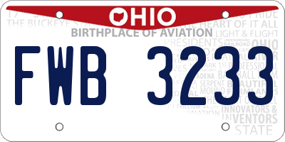 OH license plate FWB3233