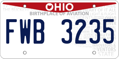 OH license plate FWB3235