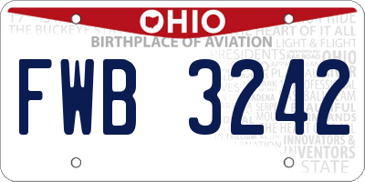 OH license plate FWB3242