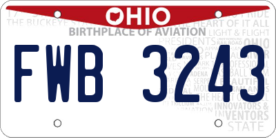 OH license plate FWB3243