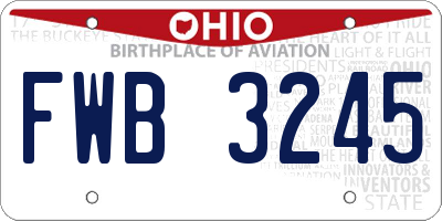 OH license plate FWB3245