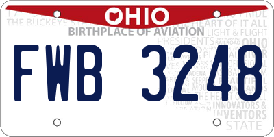 OH license plate FWB3248