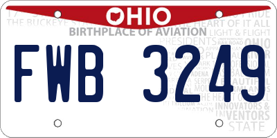 OH license plate FWB3249