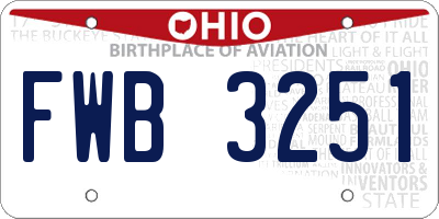 OH license plate FWB3251