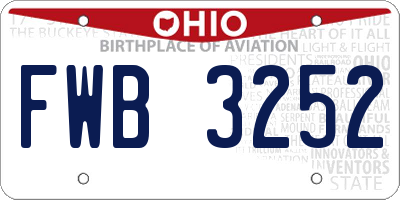 OH license plate FWB3252