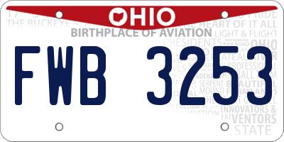 OH license plate FWB3253