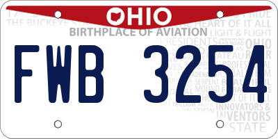OH license plate FWB3254