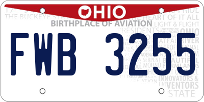 OH license plate FWB3255