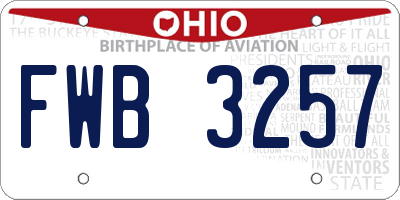 OH license plate FWB3257