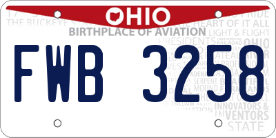 OH license plate FWB3258