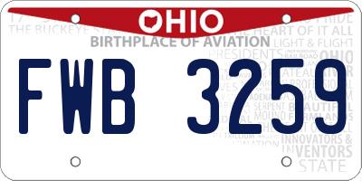 OH license plate FWB3259