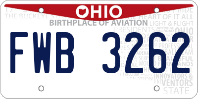 OH license plate FWB3262