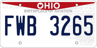 OH license plate FWB3265