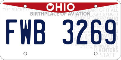 OH license plate FWB3269