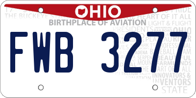 OH license plate FWB3277