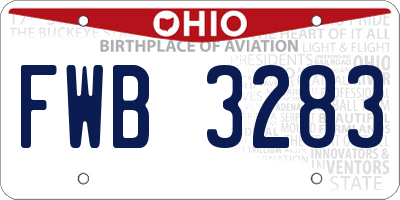 OH license plate FWB3283