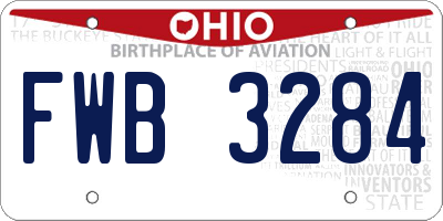 OH license plate FWB3284