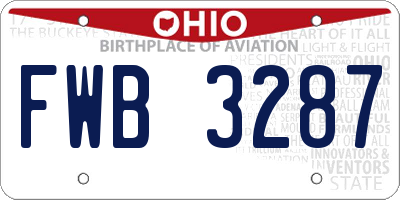 OH license plate FWB3287