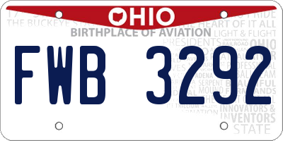 OH license plate FWB3292