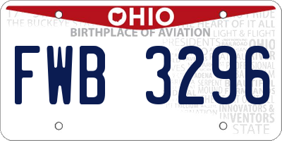 OH license plate FWB3296