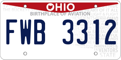 OH license plate FWB3312