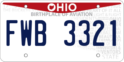 OH license plate FWB3321
