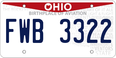 OH license plate FWB3322