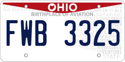 OH license plate FWB3325