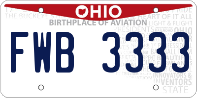 OH license plate FWB3333