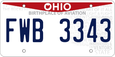 OH license plate FWB3343